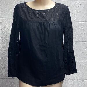 J Crew Mercantile Eyelet yoke linen Top- NWT